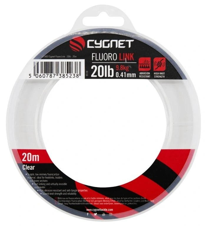 Návazcový vlasec Cygnet Fluoro Link 20m 20lb 9,80kg 0,41mm