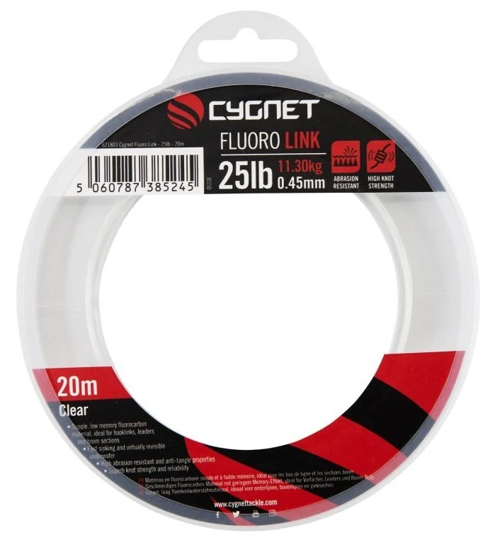 Návazcový vlasec Cygnet Fluoro Link 20m 25lb 11,30kg 0,45mm