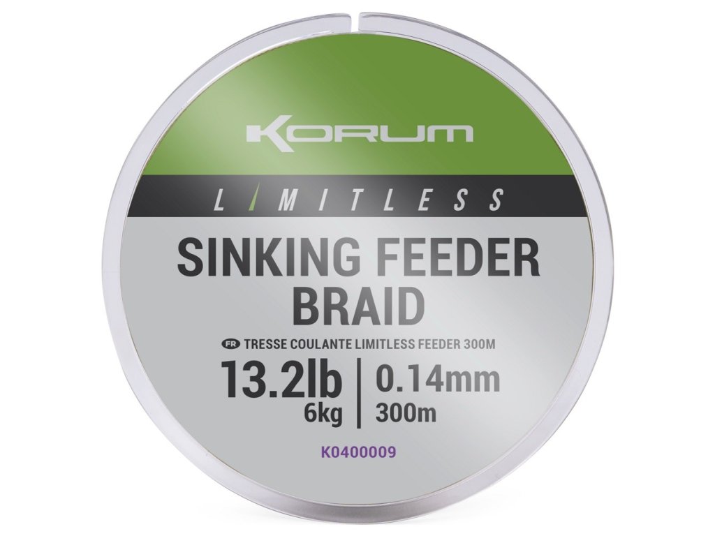 Šňůra Korum Limitless Sinking Feeder Braid 300m 0,14mm 6kg