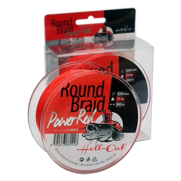 Šňůra Hell-Cat Round Braid Power Red 200m 0,60mm 75kg