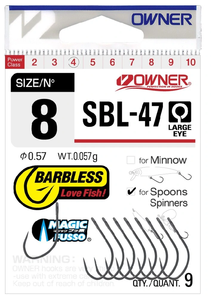 Háčky Owner SBL-47 Barbless #10 10ks