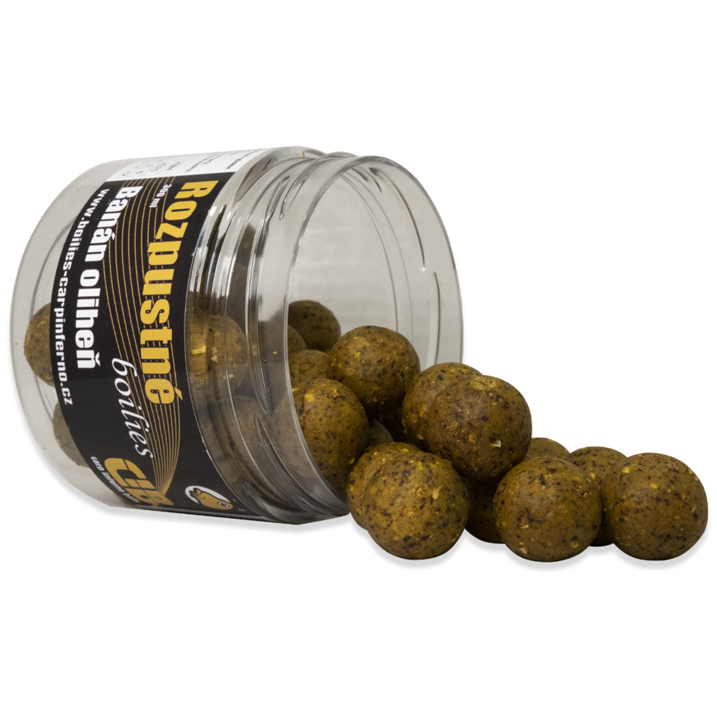 Rozpustné boilies Carp Inferno Nutra Line Banán/Oliheň 20mm 300ml