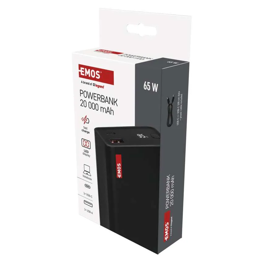 Powerbanka EMOS NTBF20 20000mAh 65W PD černá