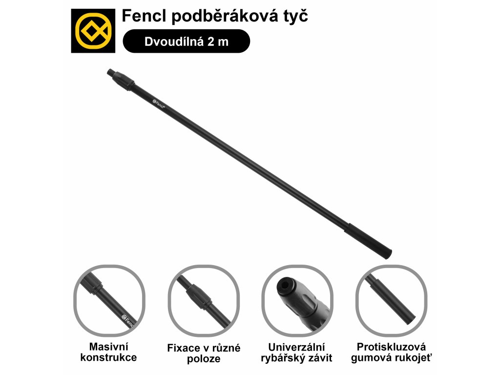 Podběráková tyč Fencl dvojdílná 2,0m