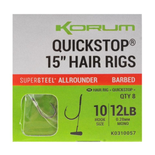 Návazce Korum Quickstop 15" Hair Rigs Barbed 8ks 38cm 0,30mm #8