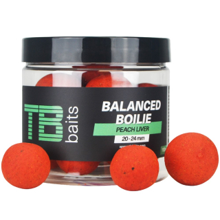 Vyvážené boilie TB Baits Balanced Peach Liver 100g 20-24mm