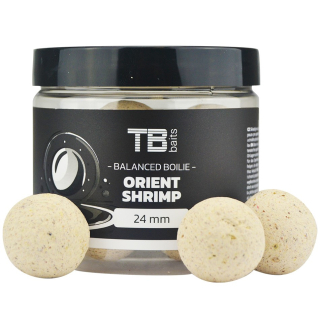 Vyvážené boilie TB Baits Balanced White Edition + Atraktor Orient Shrimp 100g 24mm