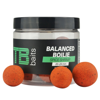 Vyvážené boilie TB Baits Balanced + Atraktor Spice Shrimp 100g 20+24mm