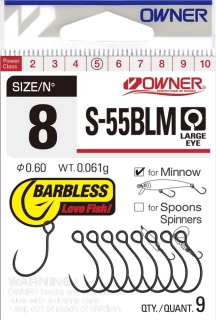 Háčky Owner S-55BLM Barbless #6 8ks