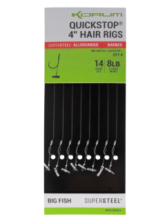 Návazce Korum Quickstop 4" Hair Rigs Barbed 8ks 10cm 0,30mm #8