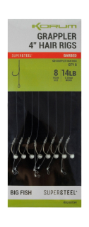 Návazce Korum Grappler 4" Hair Rigs Barbed 8ks 10cm 0,30mm #8
