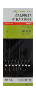 Návazce Korum Grappler 4" Hair Rigs Barbed 8ks 10cm 0,23mm #14