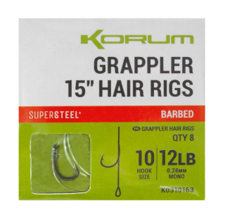 Návazce Korum Grappler 15" Hair Rigs Barbed 8ks 38cm 0,28mm #10