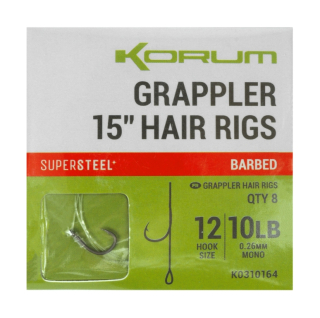 Návazce Korum Grappler 15" Hair Rigs Barbed 8ks 38cm 0,26mm #12