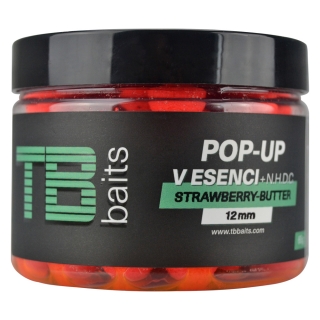 Plovoucí boilie TB Baits Pop-Up Strawberry Butter + NHDC 65g 12mm