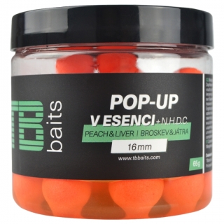Plovoucí boilie TB Baits Pop-Up Peach Liver + NHDC 65g 16mm