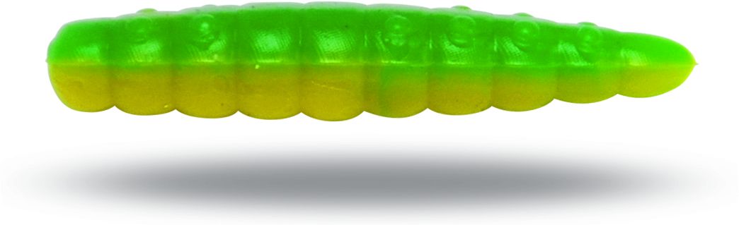 Gumová nástraha Magic Trout B-Maggot Česnek 2,5cm 10ks žlutá/zelená