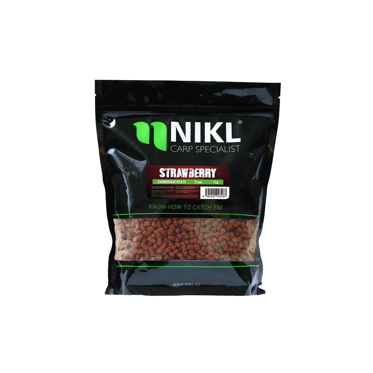Pelety NIKL Strawberry 18mm s dírkou 1kg