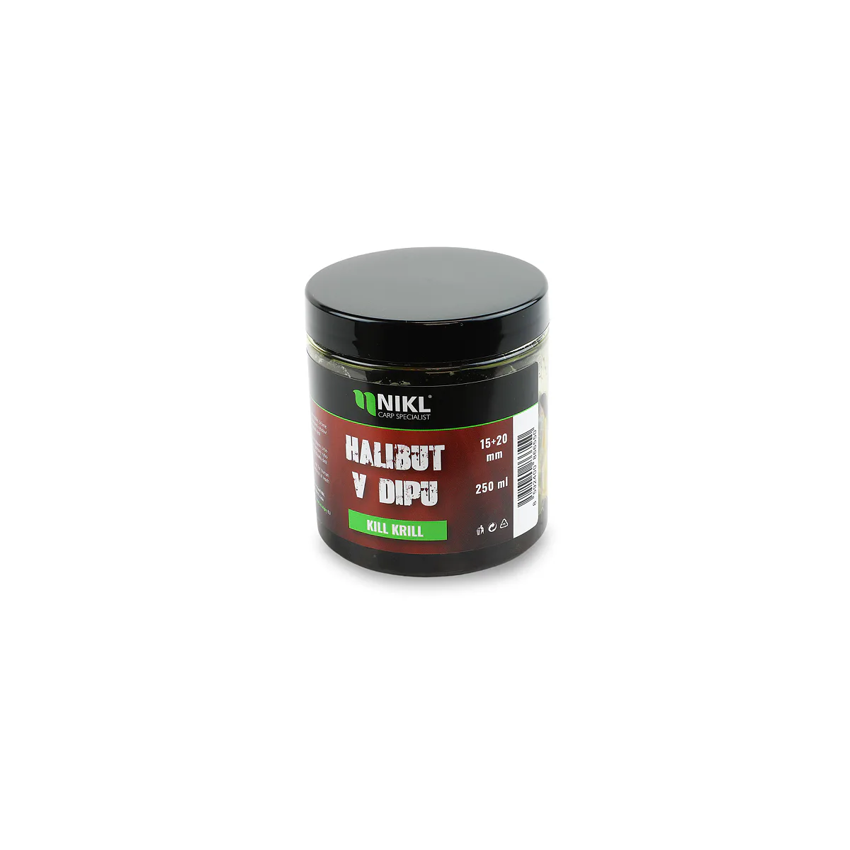 Pelety Black Halibut v dipu NIKL Kill Krill 15+20 mm 250 g