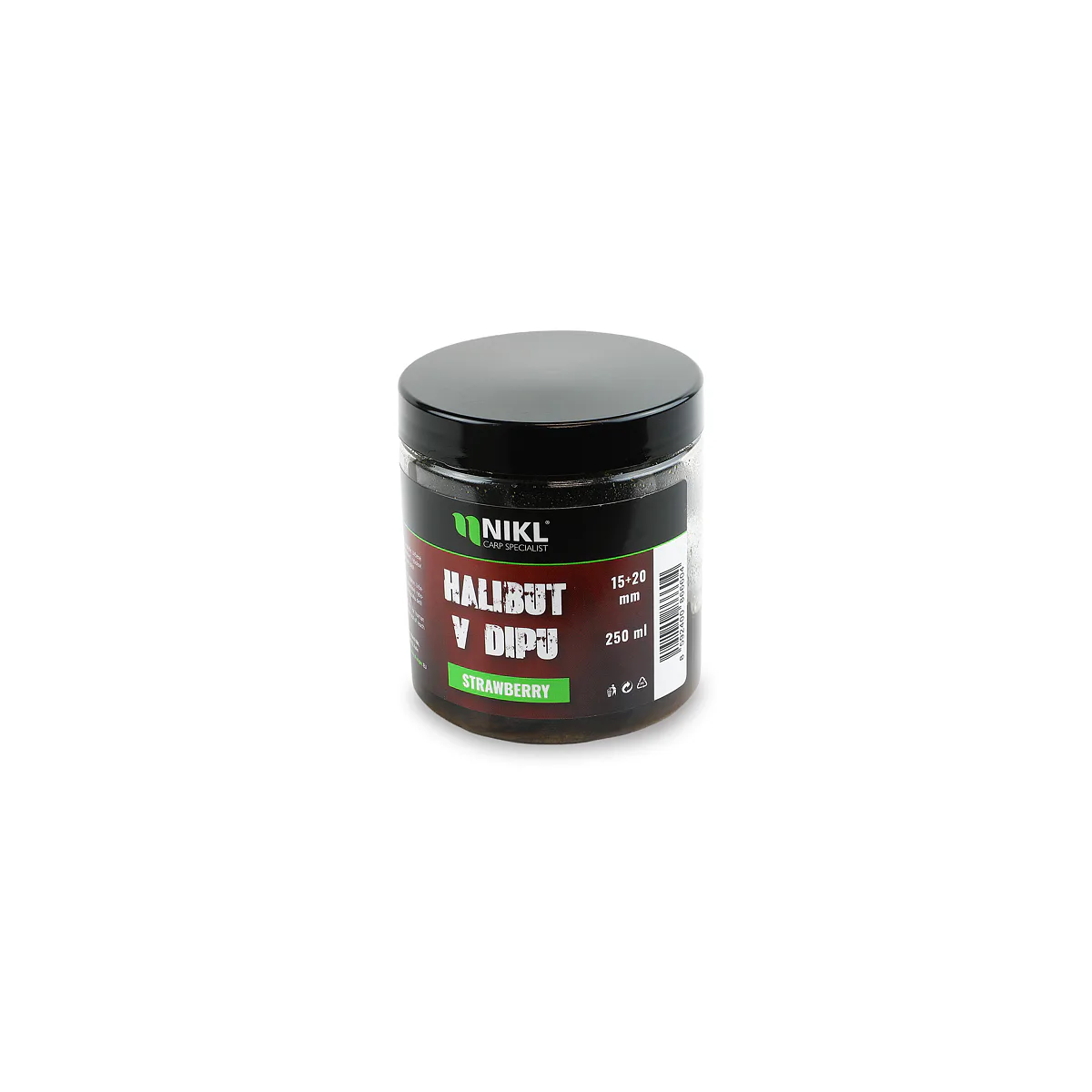 Pelety Black Halibut v dipu NIKL Strawberry 15+20 mm 250 g