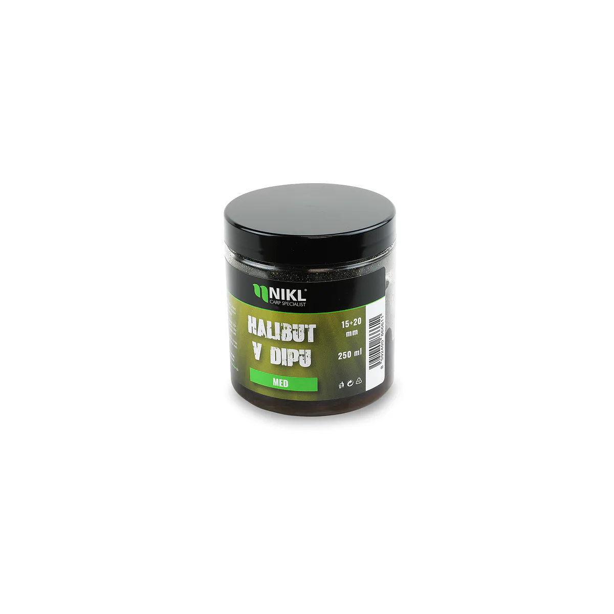 Pelety Black Halibut v dipu NIKL Med 15+20 mm 250 g