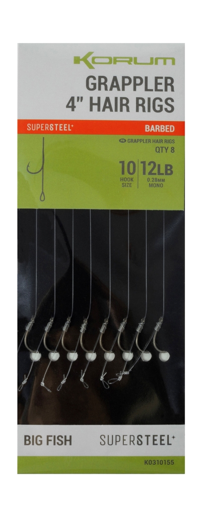 Návazce Korum Grappler 4" Hair Rigs Barbed 8ks 10cm 0,28mm #10