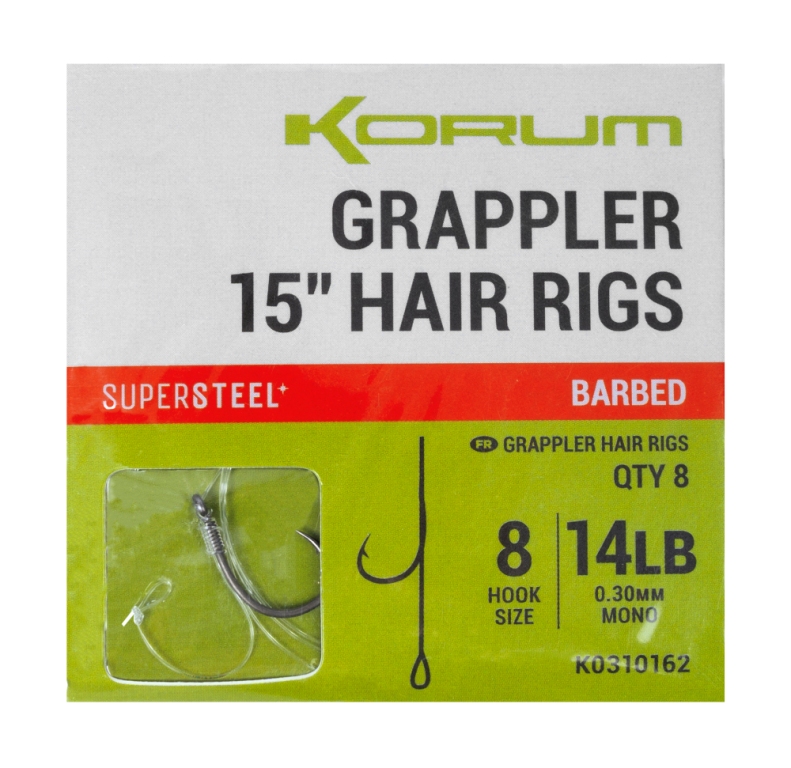 Návazce Korum Grappler 15" Hair Rigs Barbed 8ks 38cm 0,30mm #8