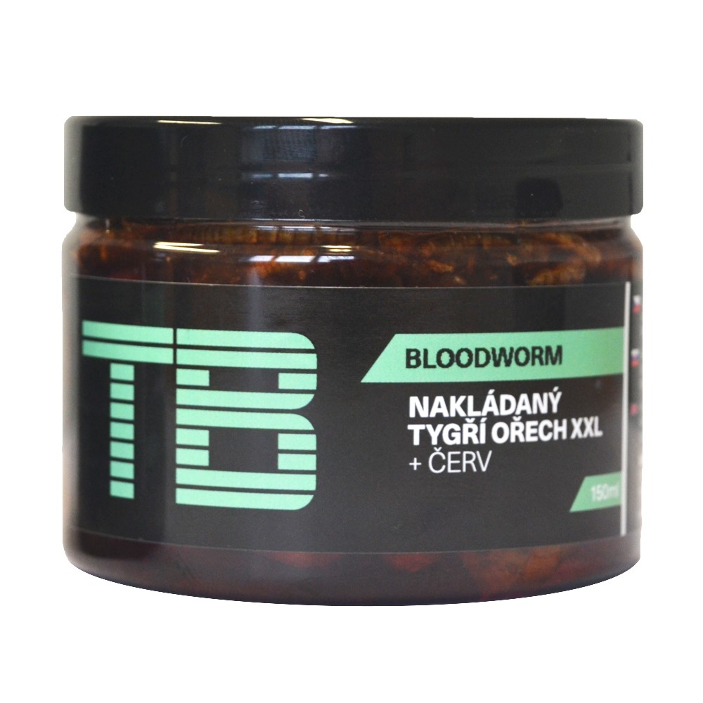 Nakládaný tygří ořech TB Baits XXL + Červ 150ml Bloodworm