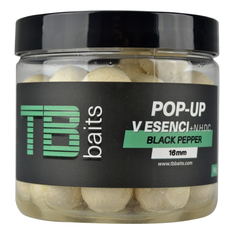 Plovoucí boilie TB Baits Pop-Up Black Pepper + NHDC 65g 16mm