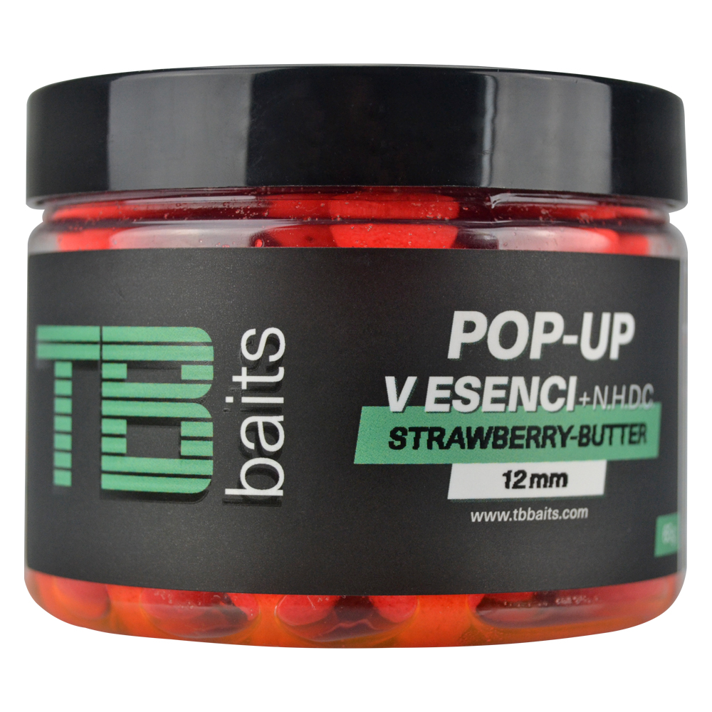 Plovoucí boilie TB Baits Pop-Up Strawberry Butter + NHDC 65g 16mm