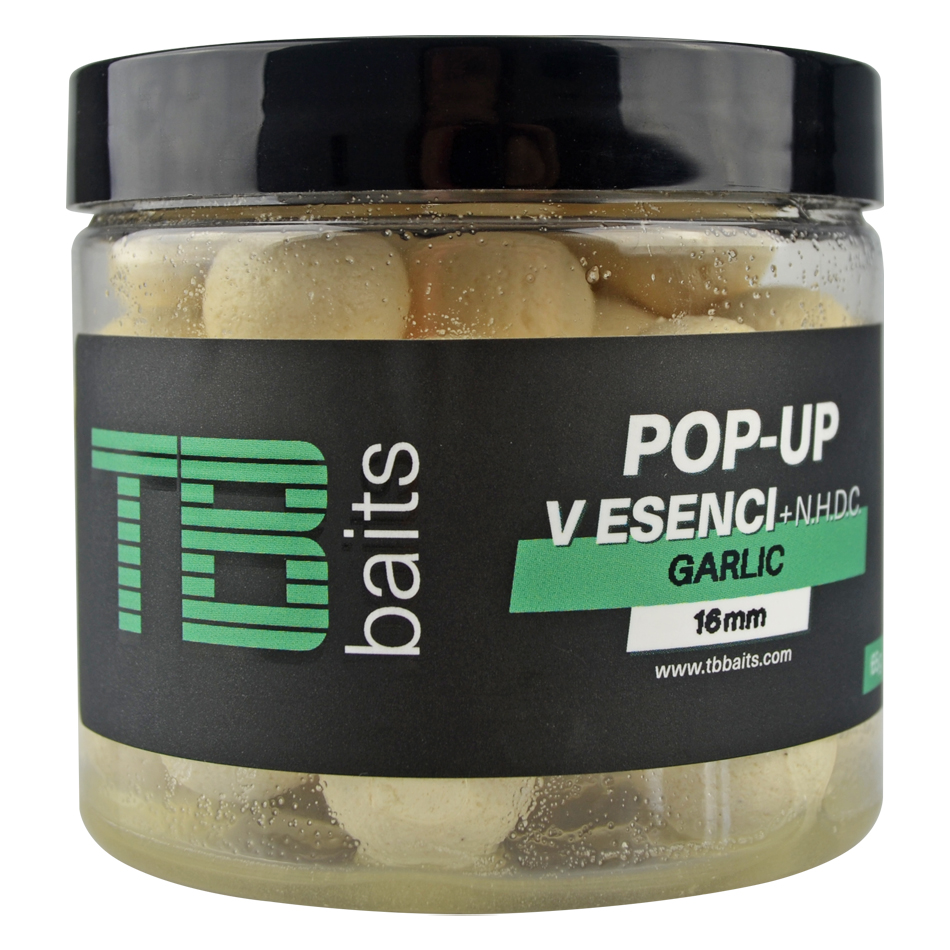 Plovoucí boilie TB Baits Pop-Up Garlic + NHDC 65g 16mm