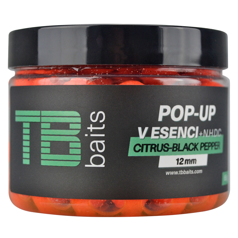 Plovoucí boilie TB Baits Pop-Up Citrus - Black Pepper + NHDC 65g 16mm