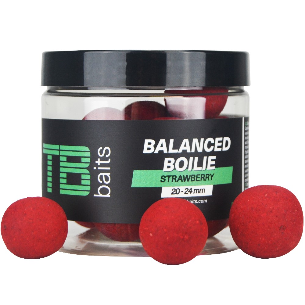 Vyvážené boilie TB Baits Balanced Strawberry 100g 20-24mm