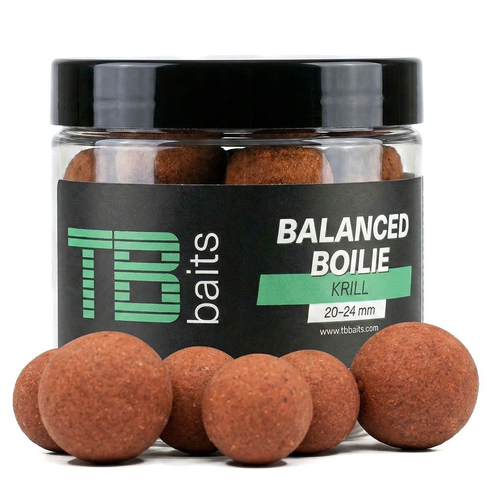 Vyvážené boilie TB Baits Balanced + Atraktor Krill 100g 20-24mm